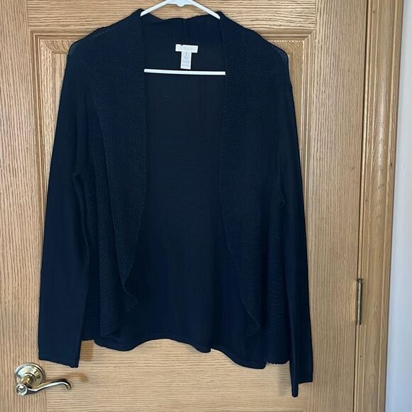 Chico’s Shawl Neck Open Front Black Cardigan Sweater Medium - Picture 1 of 6